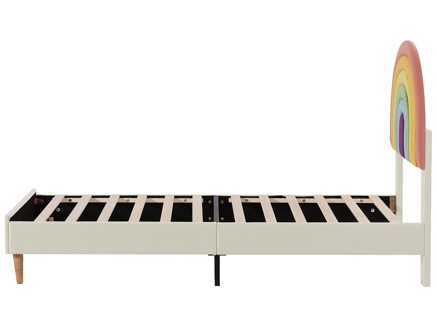 Cama con cabecero ajustable - 90 x 200 cm - terciopelo - somier de láminas - color beige