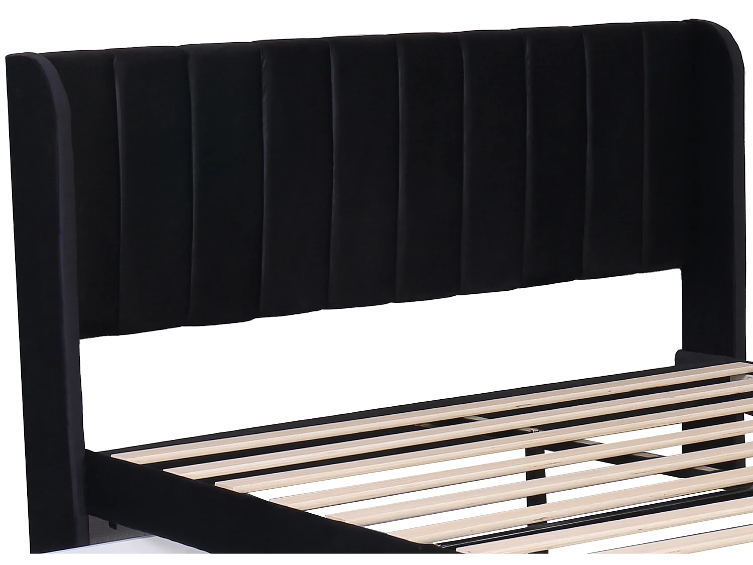 Lit avec 2 tiroirs - 140 x 200 cm - velours - sommier à lattes - coloris noir