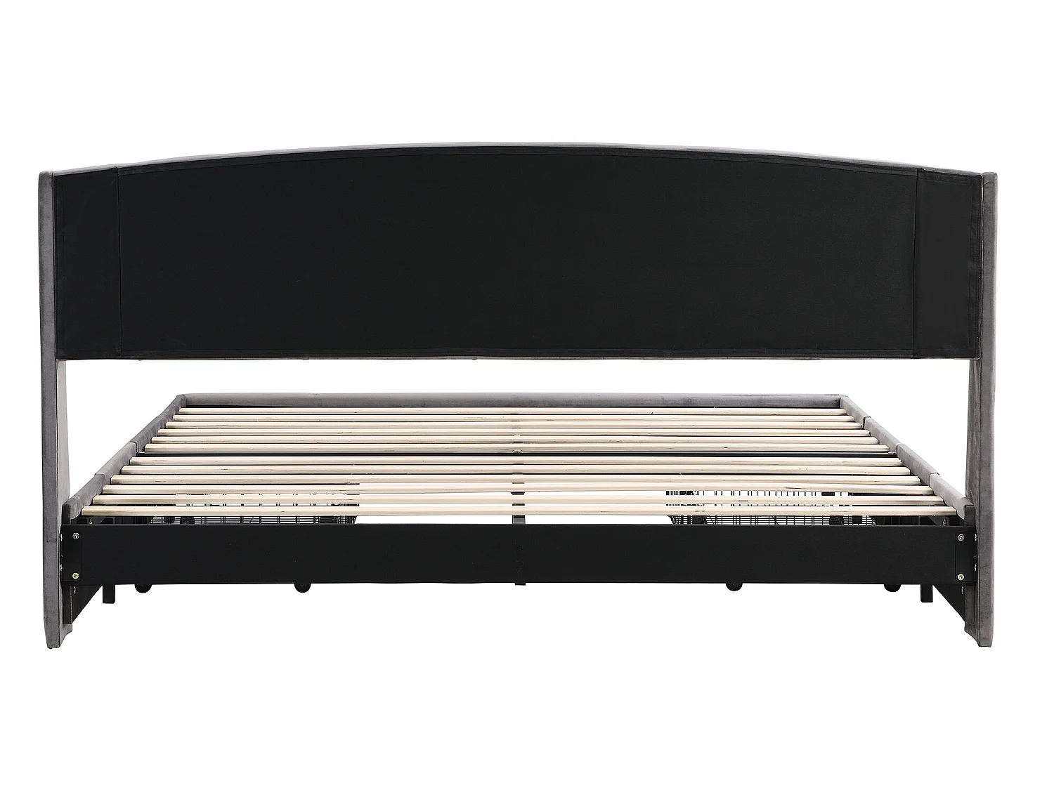 Bett mit Kopfteil und 4 Schubladen – 180 x 200 cm – Samt – Lattenrost – Grau