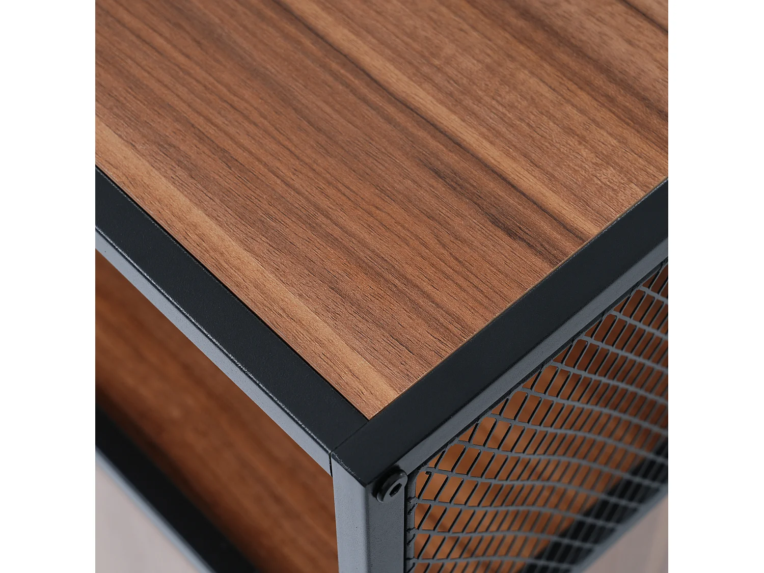 Meuble de bar, buffet bas - 2 portes et 4 niches - MDF - style industriel - coloris: marron et noir