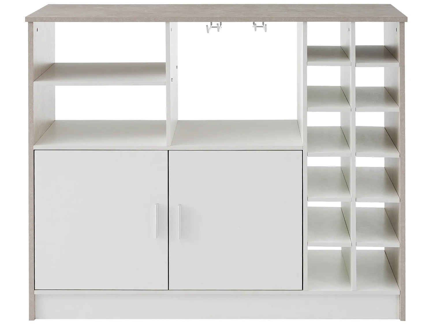 Meuble de bar, buffet bas avec rangement - MDF - style contemporain - coloris: gris et blanc