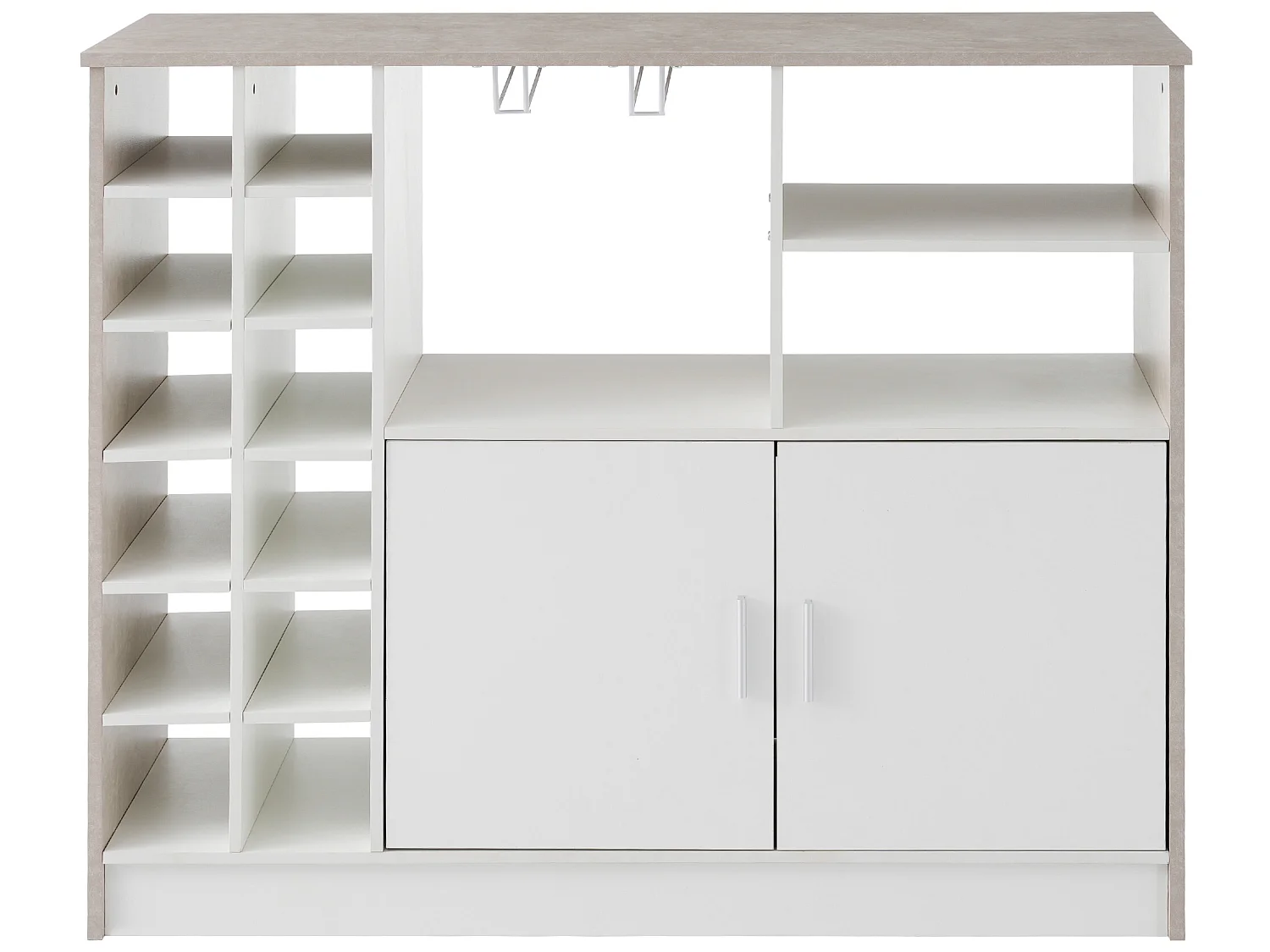 Meuble de bar, buffet bas avec rangement - MDF - style contemporain - coloris: gris et blanc
