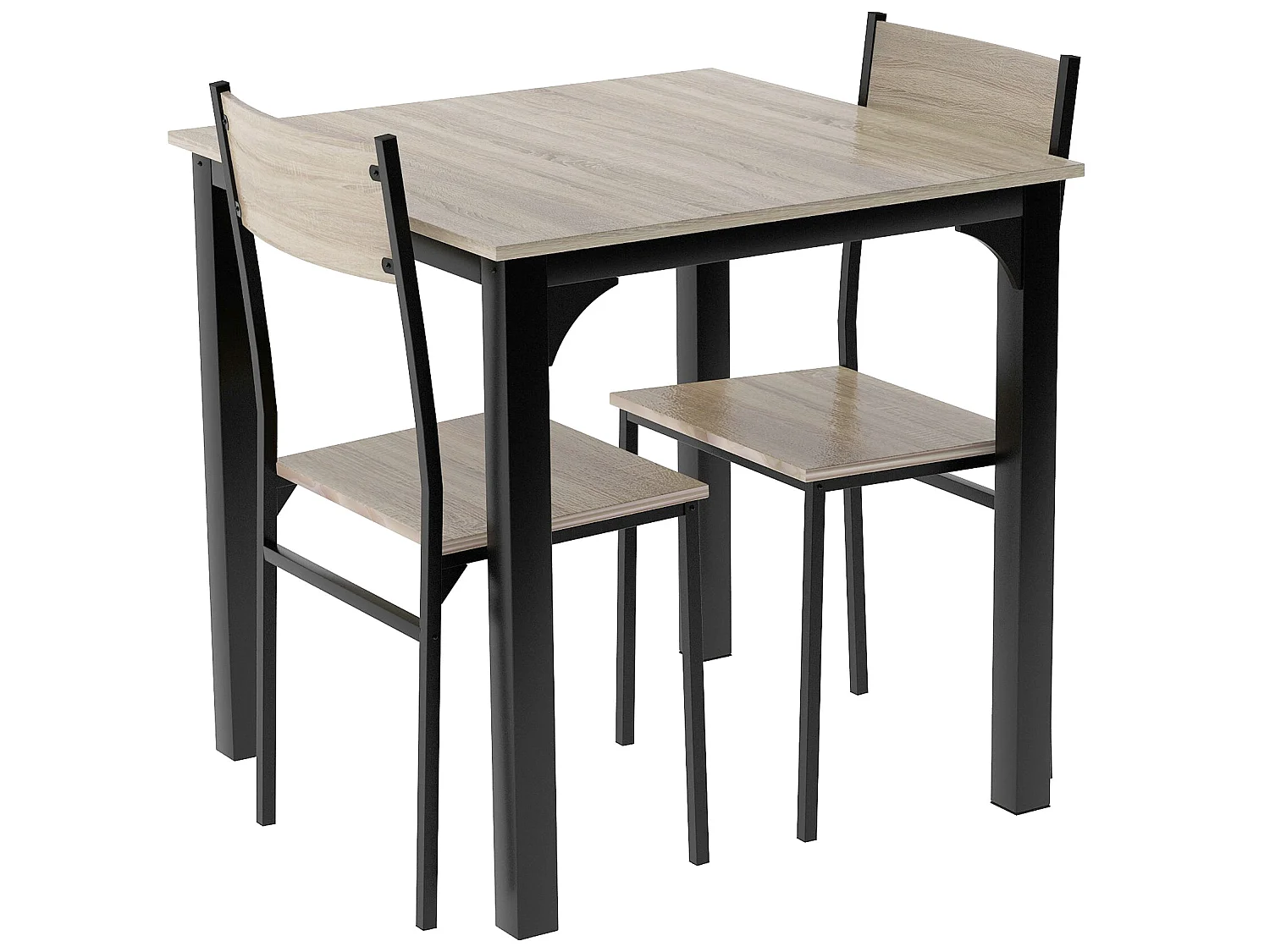 Set tavolo + 2 sedie - MDF e metallo - stile industriale - colori: naturale e nero