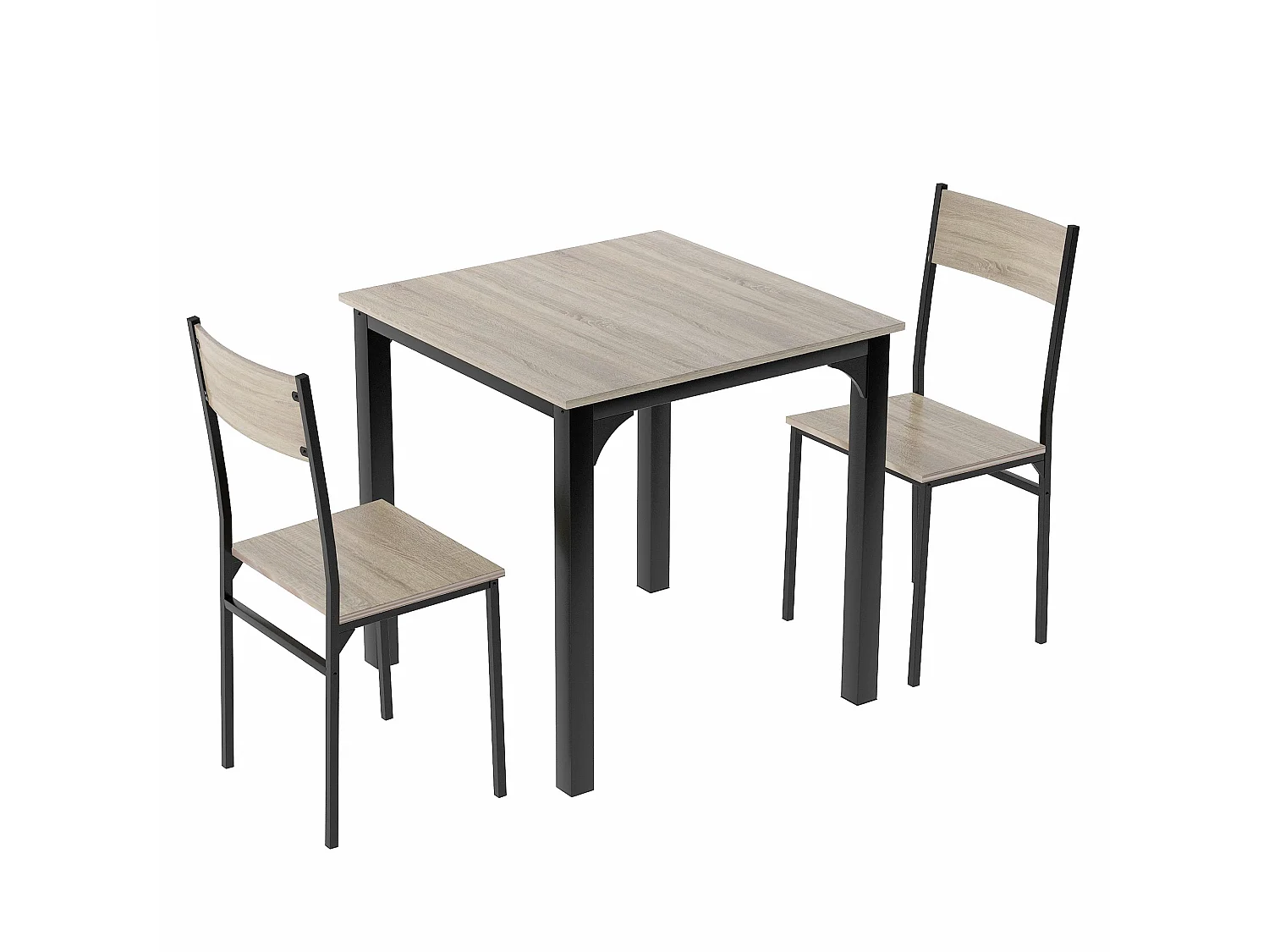 Set tavolo + 2 sedie - MDF e metallo - stile industriale - colori: naturale e nero