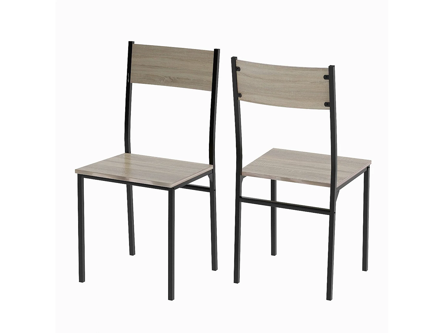 Ensemble table + 2 chaises - MDF et métal - style industriel - coloris: naturel et noir