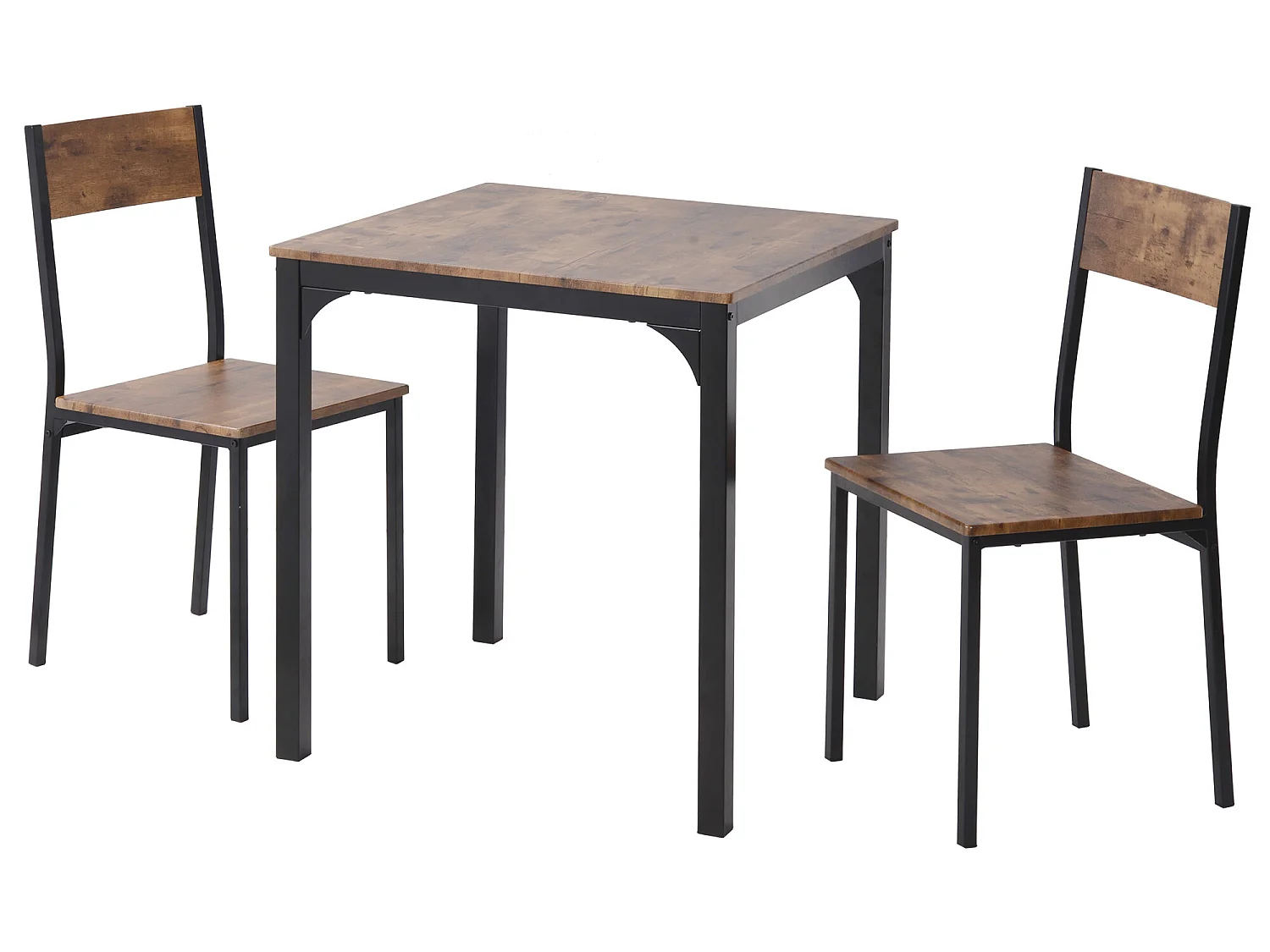 Conjunto mesa + 2 sillas - MDF y metal - estilo industrial - colores: marrón y negro