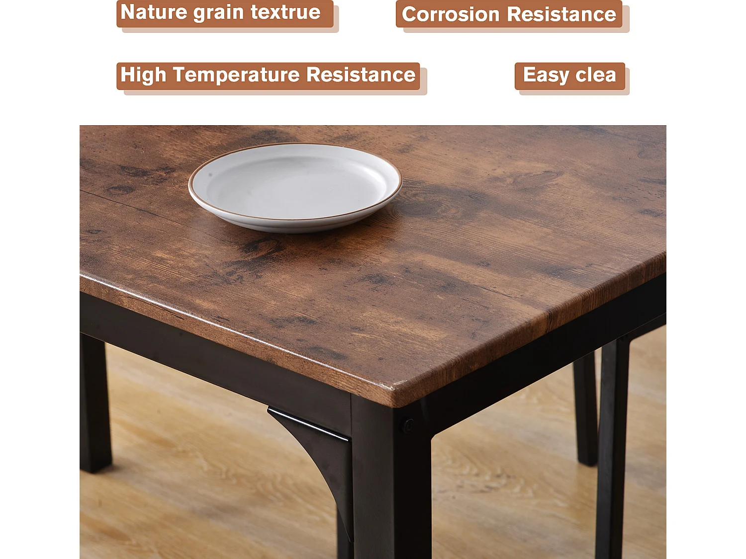 Conjunto mesa + 2 sillas - MDF y metal - estilo industrial - colores: marrón y negro