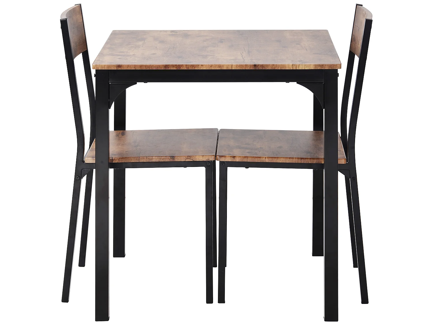 Tafel + 2 stoelenset - MDF en metaal - industriële stijl - kleuren: bruin en zwart