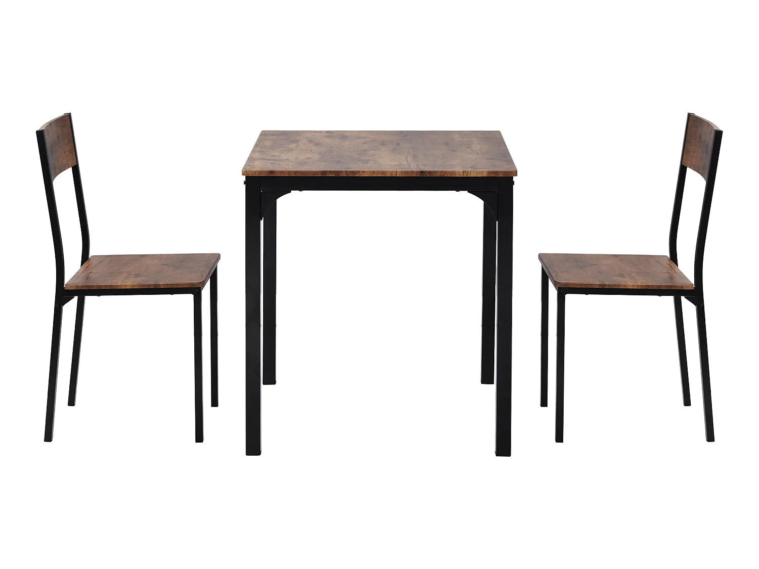 Conjunto mesa + 2 cadeiras - MDF e metal - estilo industrial - cores: marrom e preto