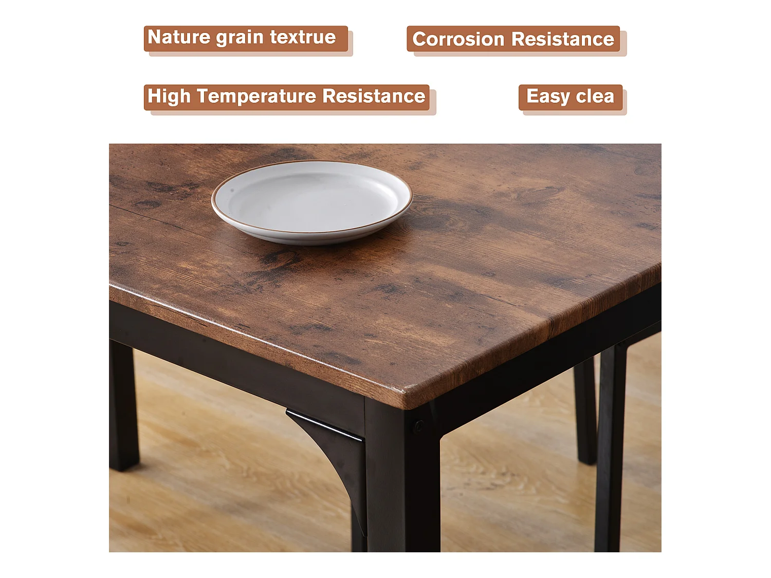 Conjunto mesa + 2 cadeiras - MDF e metal - estilo industrial - cores: marrom e preto