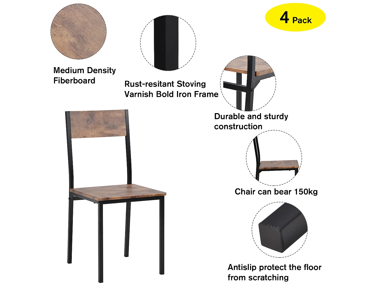 Conjunto mesa + 2 cadeiras - MDF e metal - estilo industrial - cores: marrom e preto