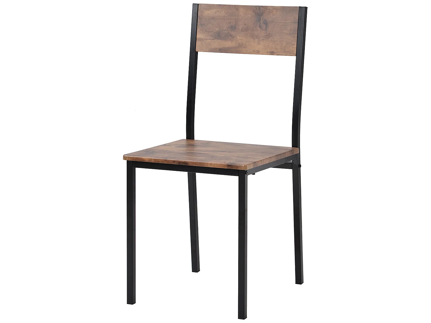 Ensemble table + 2 chaises - MDF et métal - style industriel - coloris: marron et noir