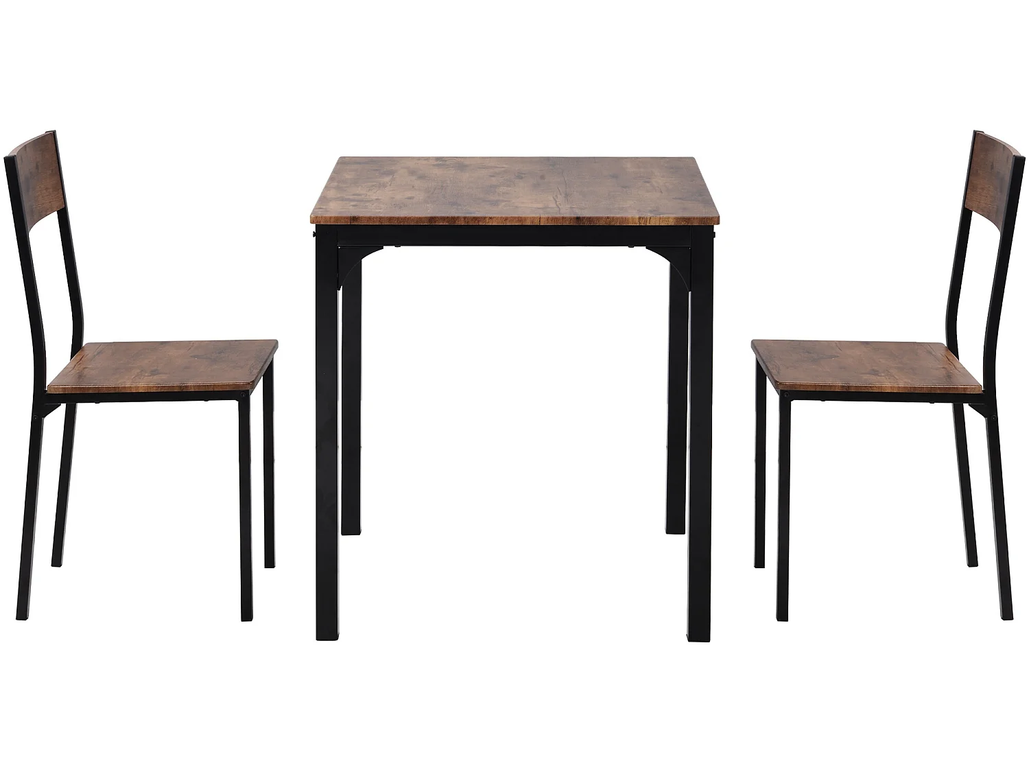 Ensemble table + 2 chaises - MDF et métal - style industriel - coloris: marron et noir