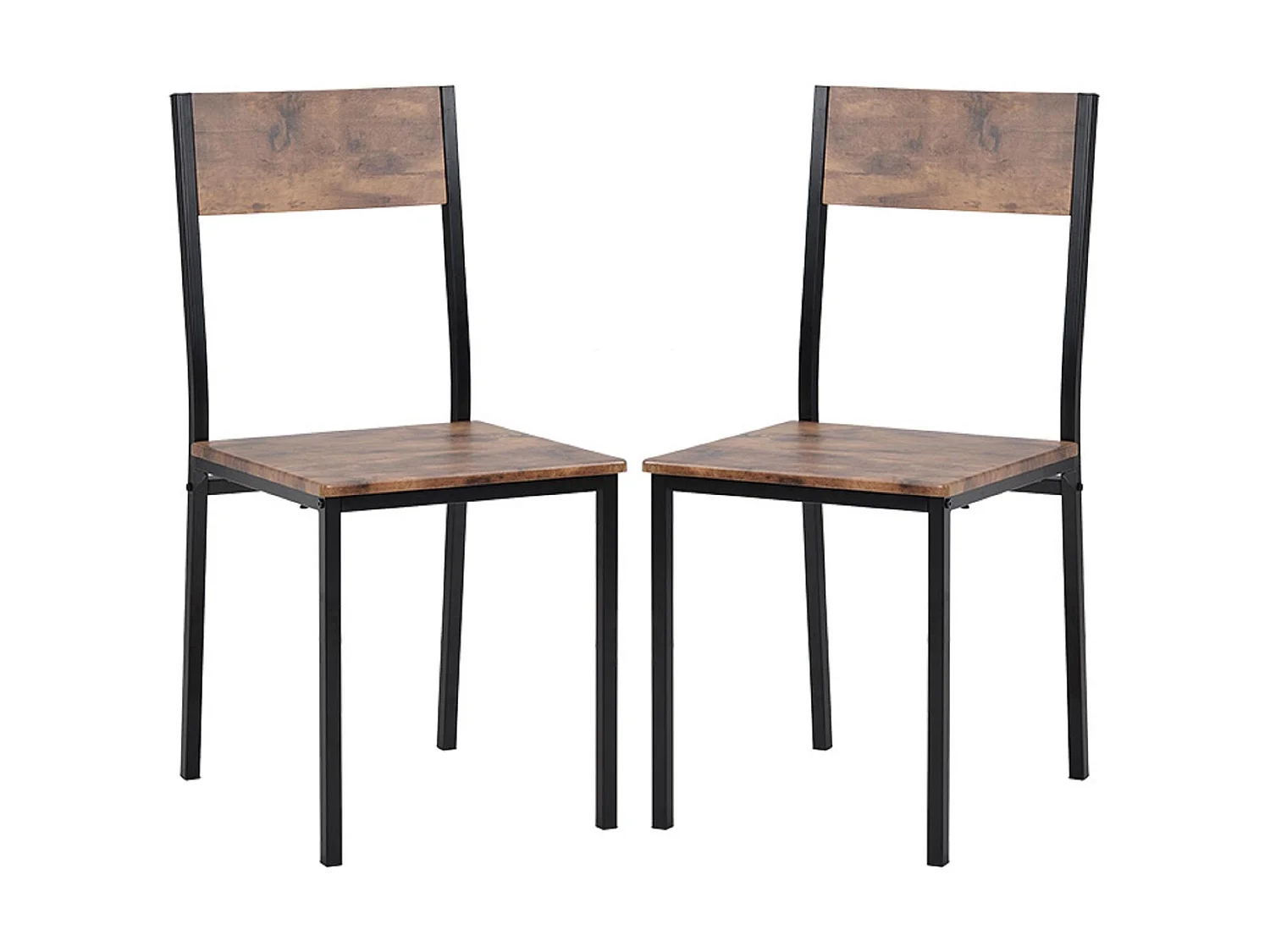 Ensemble table + 4 chaises - MDF et métal - style industriel - coloris: marron et noir