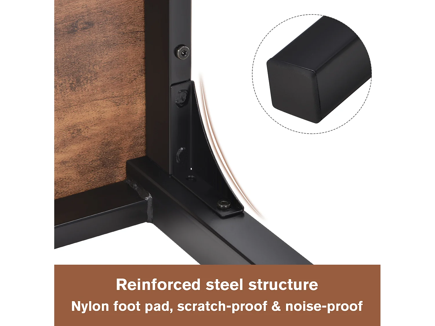 Ensemble table + 4 chaises - MDF et métal - style industriel - coloris: marron et noir