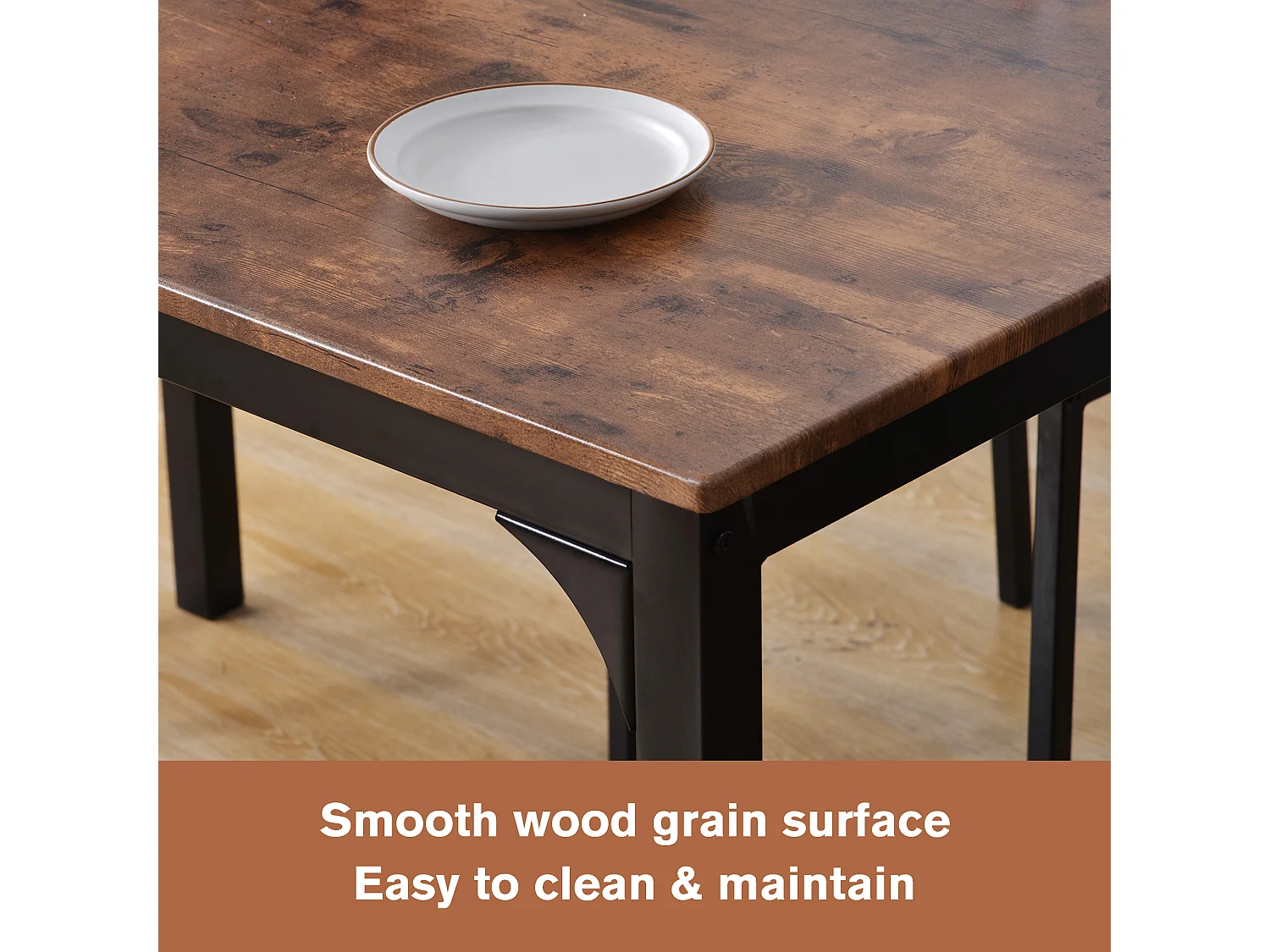 Ensemble table + 4 chaises - MDF et métal - style industriel - coloris: marron et noir