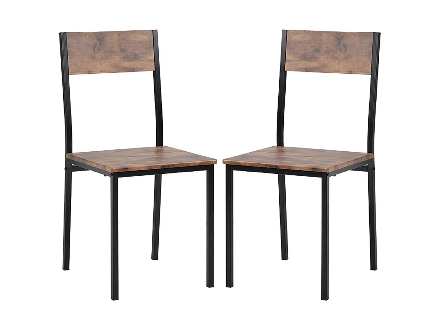 Ensemble table + 4 chaises - MDF et métal - style industriel - coloris: marron et noir