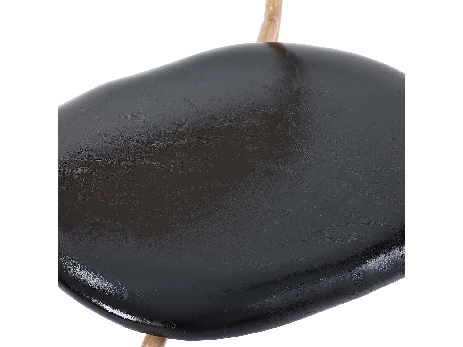 Set van 2 stoelen - pu lederen zitting - houten poten - kleur naturel en zwart