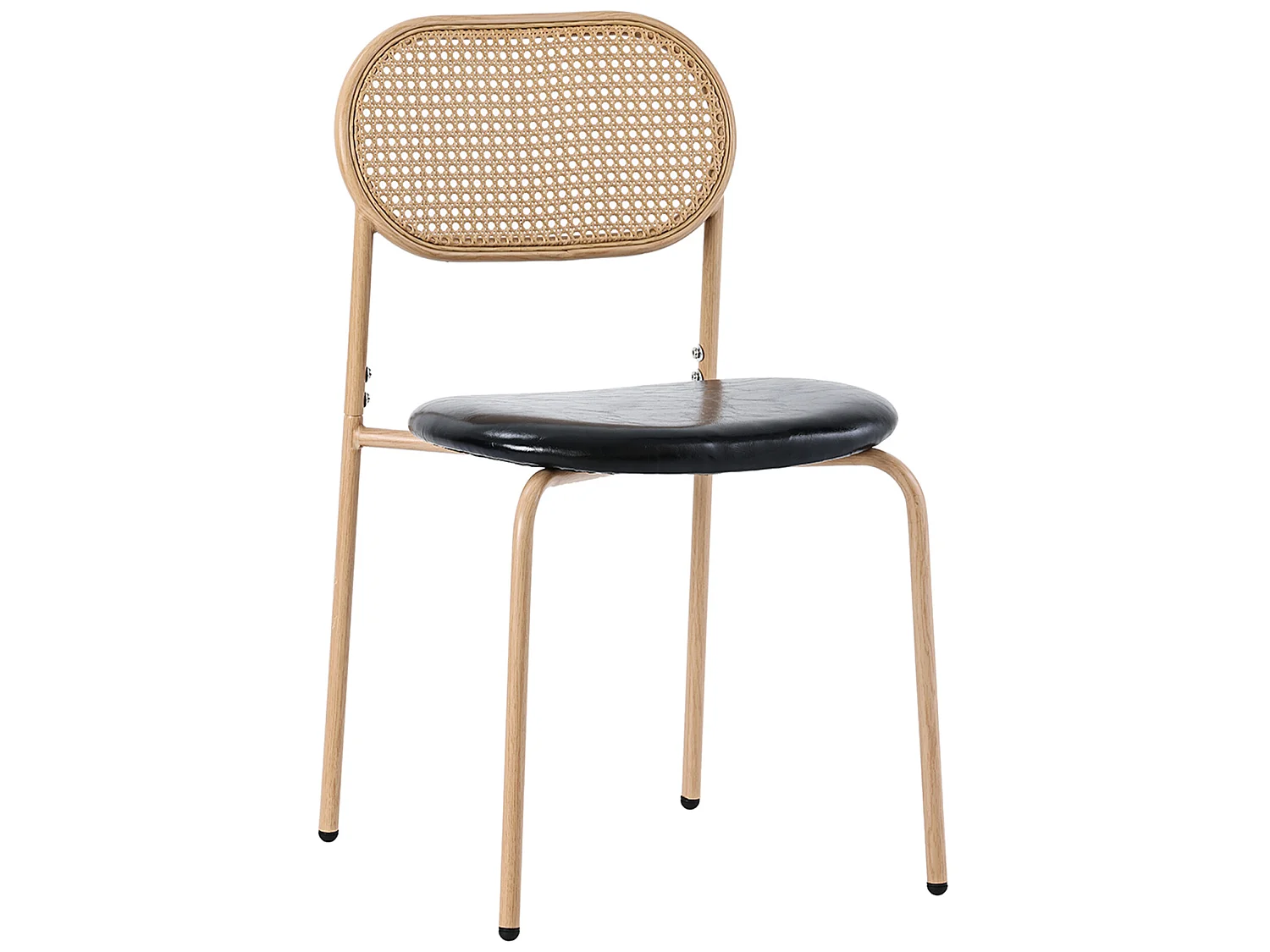 Set van 2 stoelen - pu lederen zitting - houten poten - kleur naturel en zwart