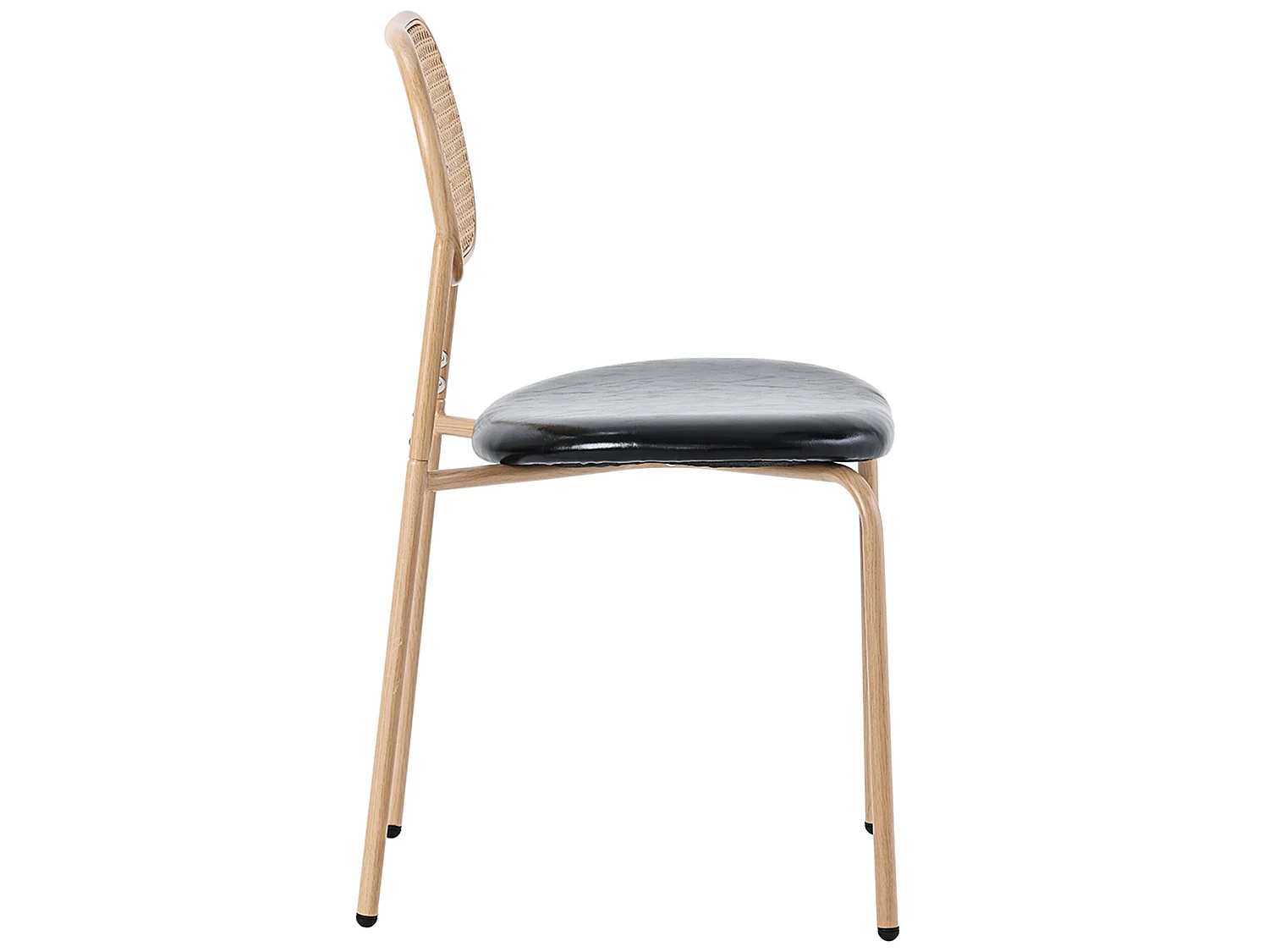 Set van 2 stoelen - pu lederen zitting - houten poten - kleur naturel en zwart