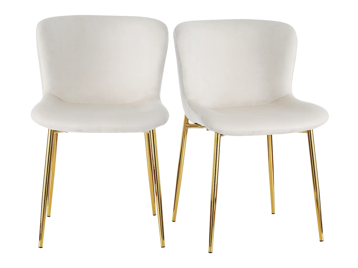 Set van 2 stoelen - fluweel - goud metalen poten - beige