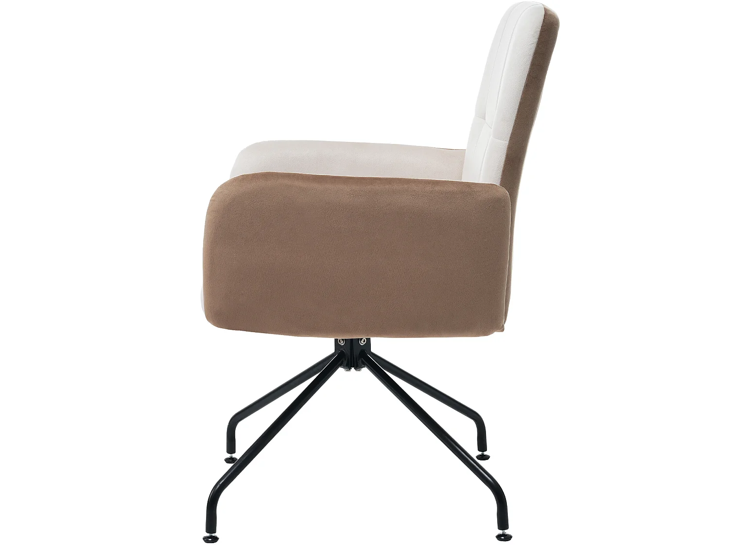 Lot de 2 chaises pivotantes - velours - avec accoudoir - coloris: beige et noir