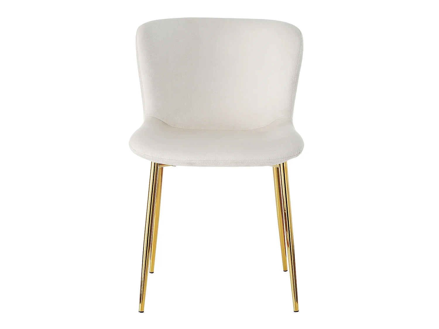 Lot de 6 chaises - velours - pieds en métal doré - beige