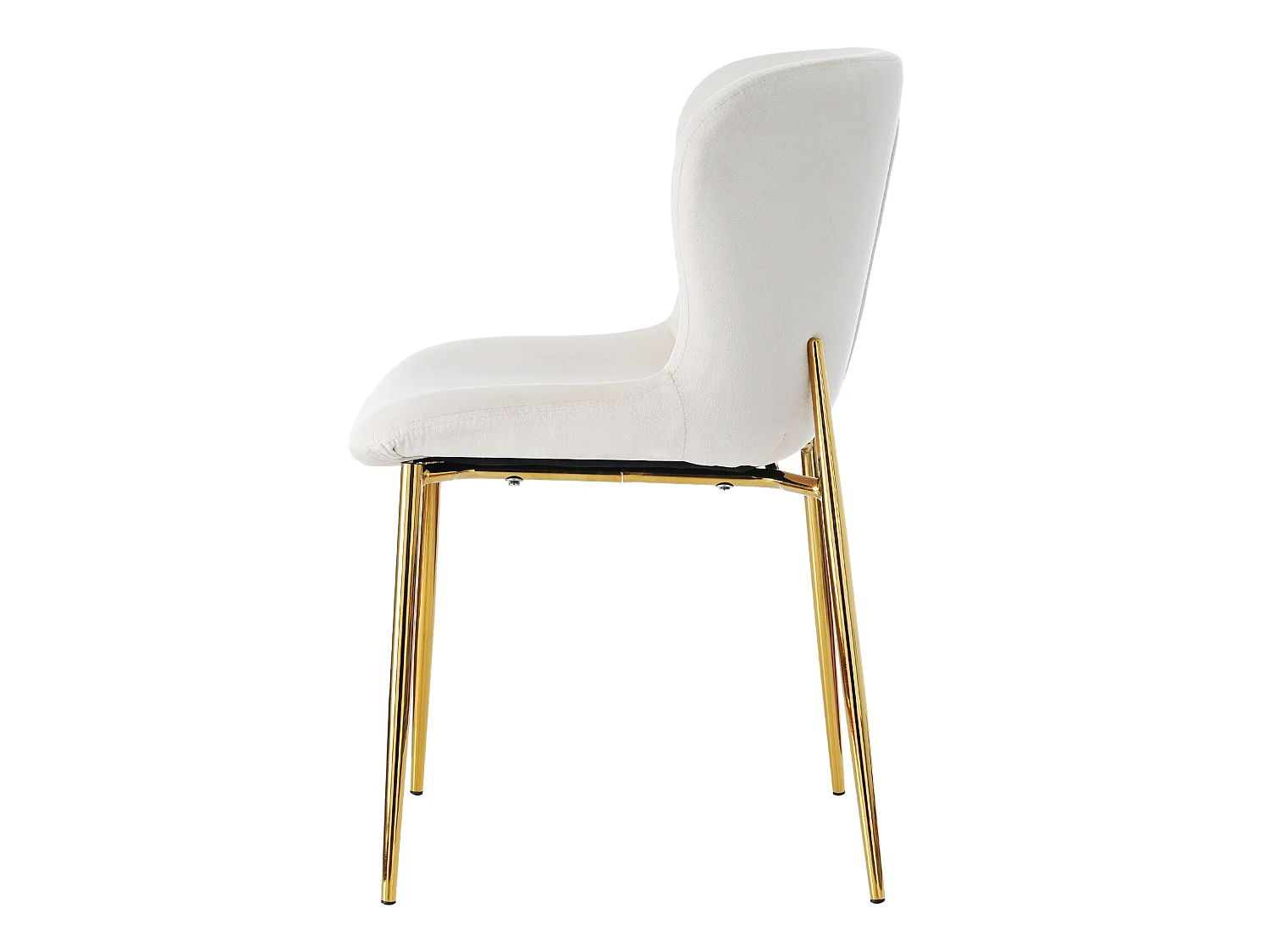 Lot de 6 chaises - velours - pieds en métal doré - beige