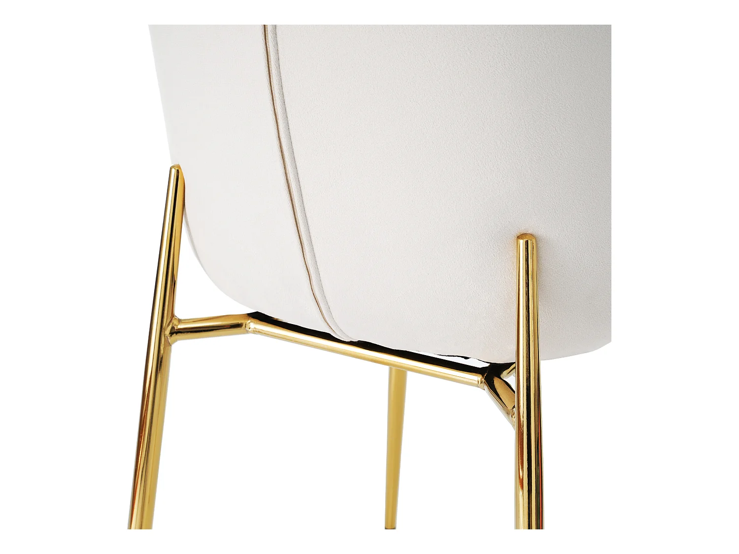 Lot de 6 chaises - velours - pieds en métal doré - beige