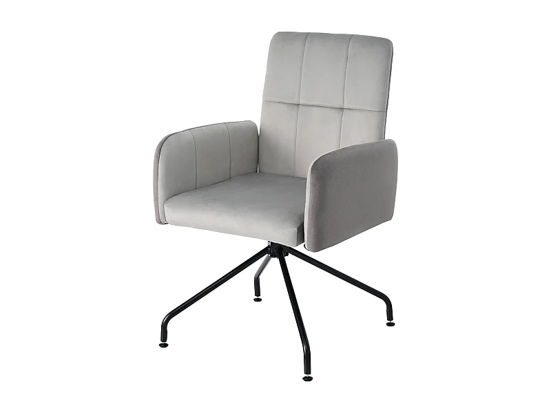 Chaises pivotantes - velours - avec accoudoir - pour salle à manger et cuisine - gris