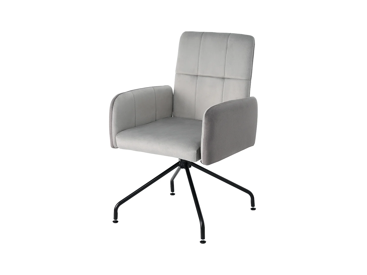 Chaises pivotantes - velours - avec accoudoir - pour salle à manger et cuisine - gris