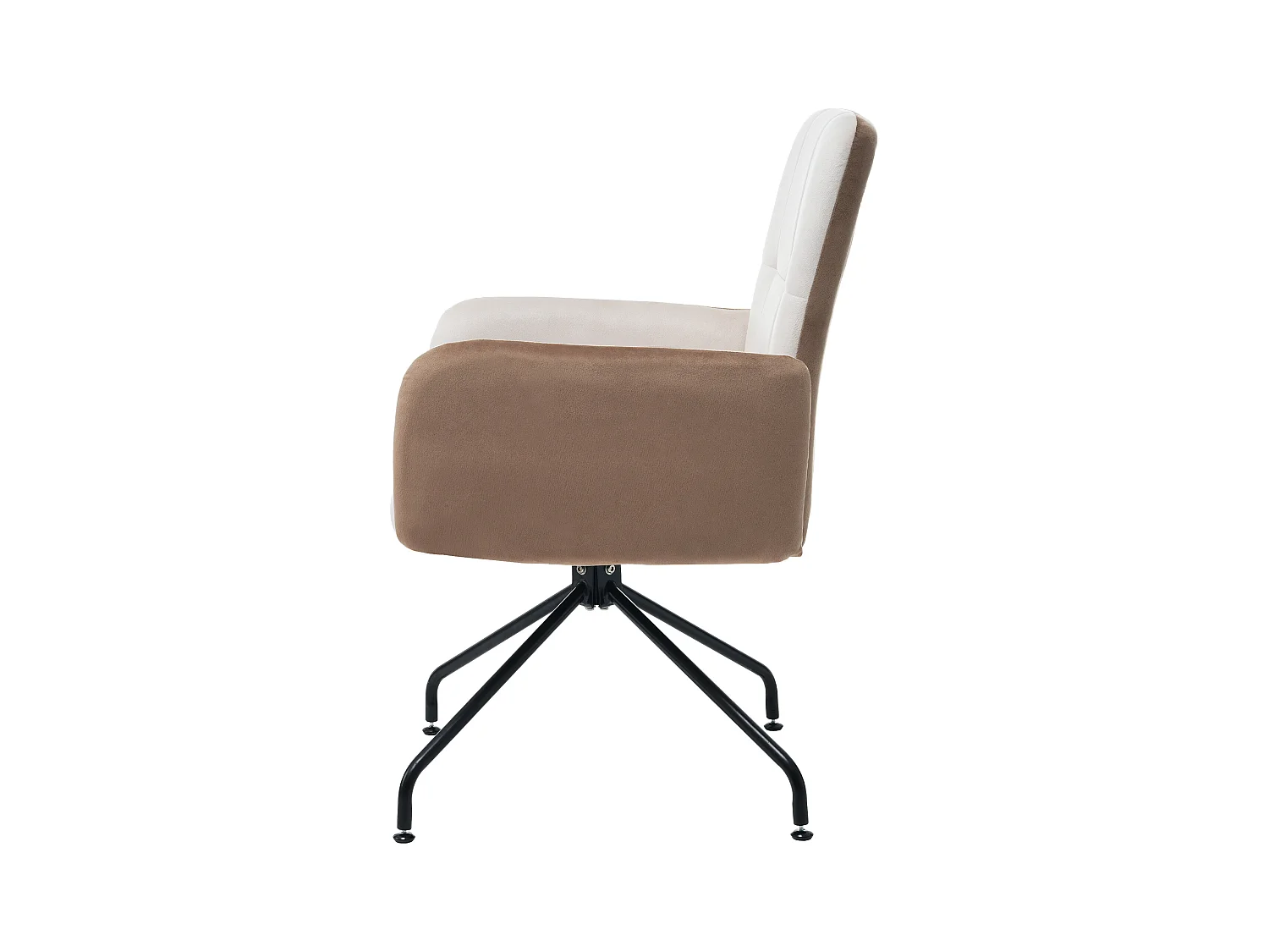 Chaises pivotantes - velours - avec accoudoir - pour salle à manger et cuisine - beige