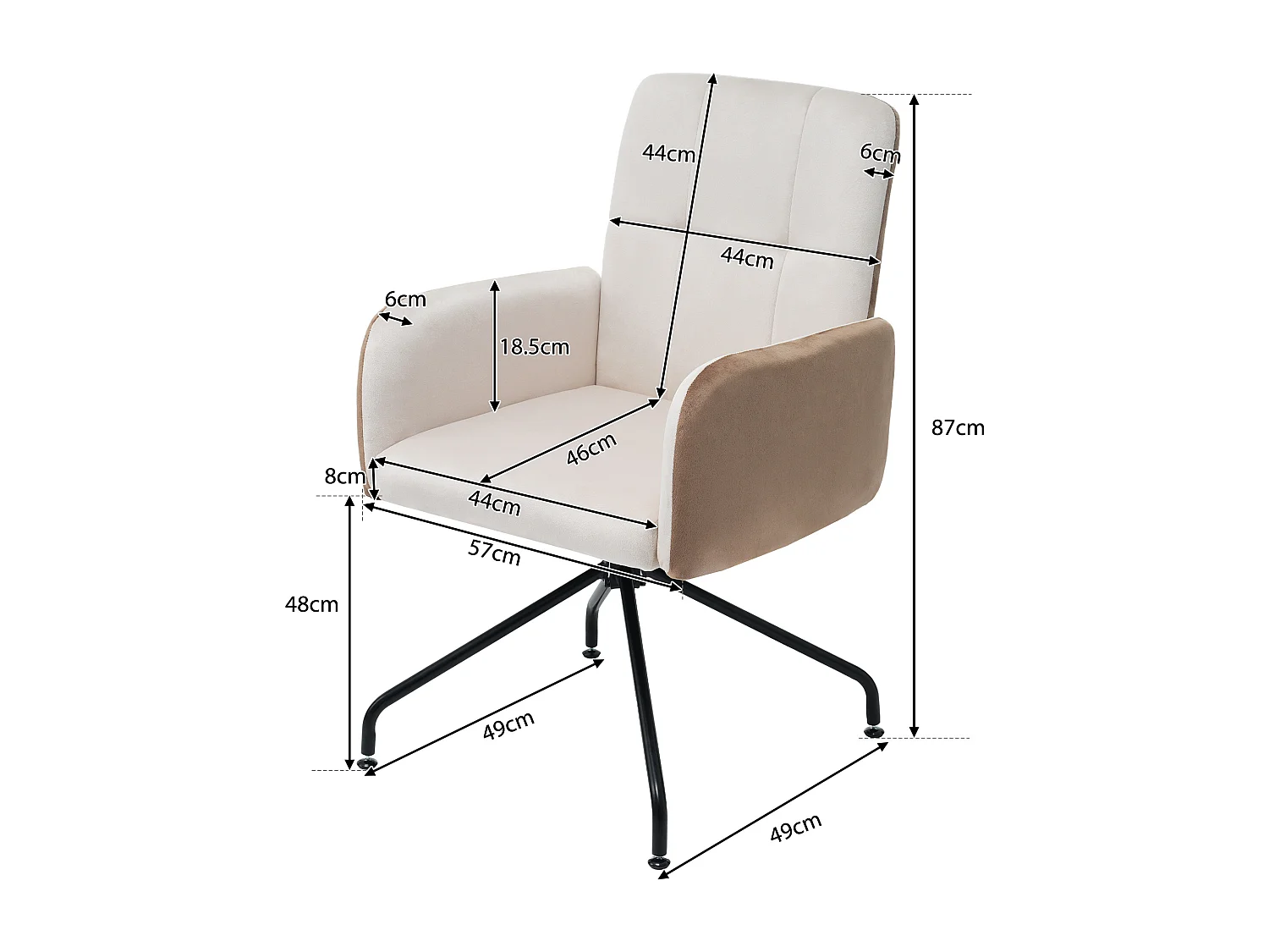 Drehstühle – Samt – mit Armlehne – für Esszimmer und Küche – Beige