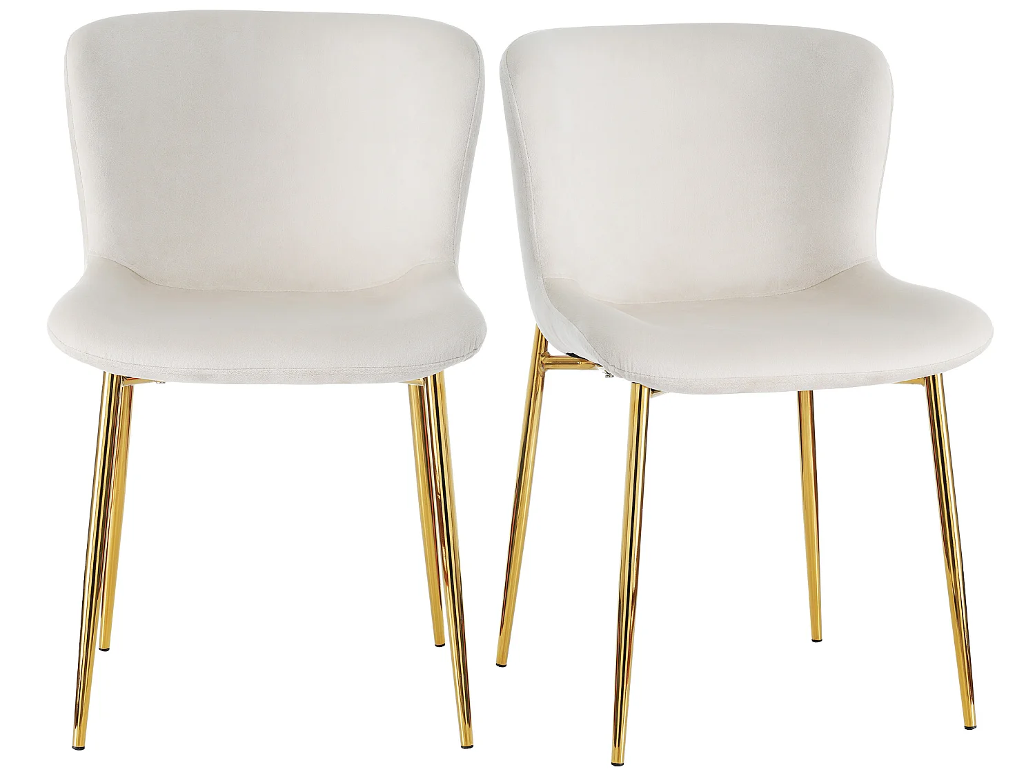Set van 4 stoelen - fluweel - goud metalen poten - beige