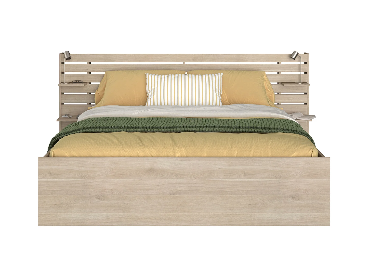 Lit 180 x 200 cm avec rangements - Coloris : Naturel - TENALIA