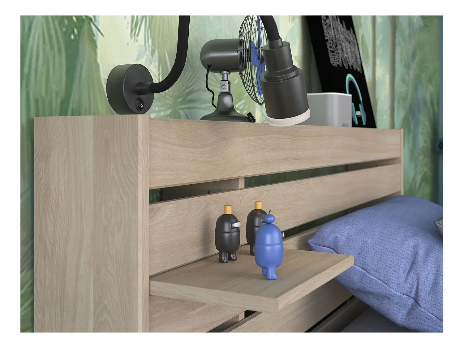 Seng 90 x 190/200 cm med oppbevaring - Farge: Naturlig - TENALIA