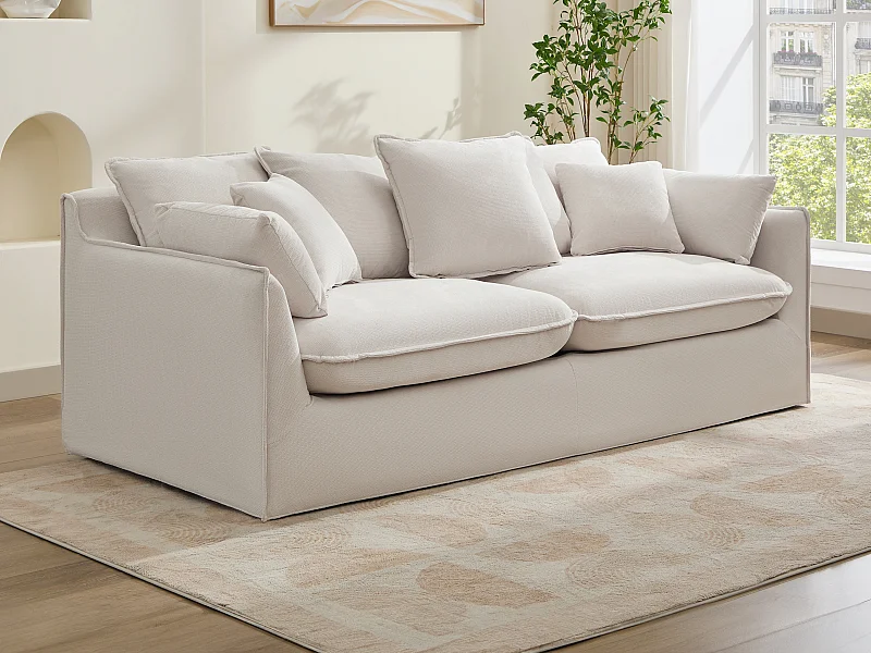 Divano 3 posti in Tessuto Beige - CABORNI