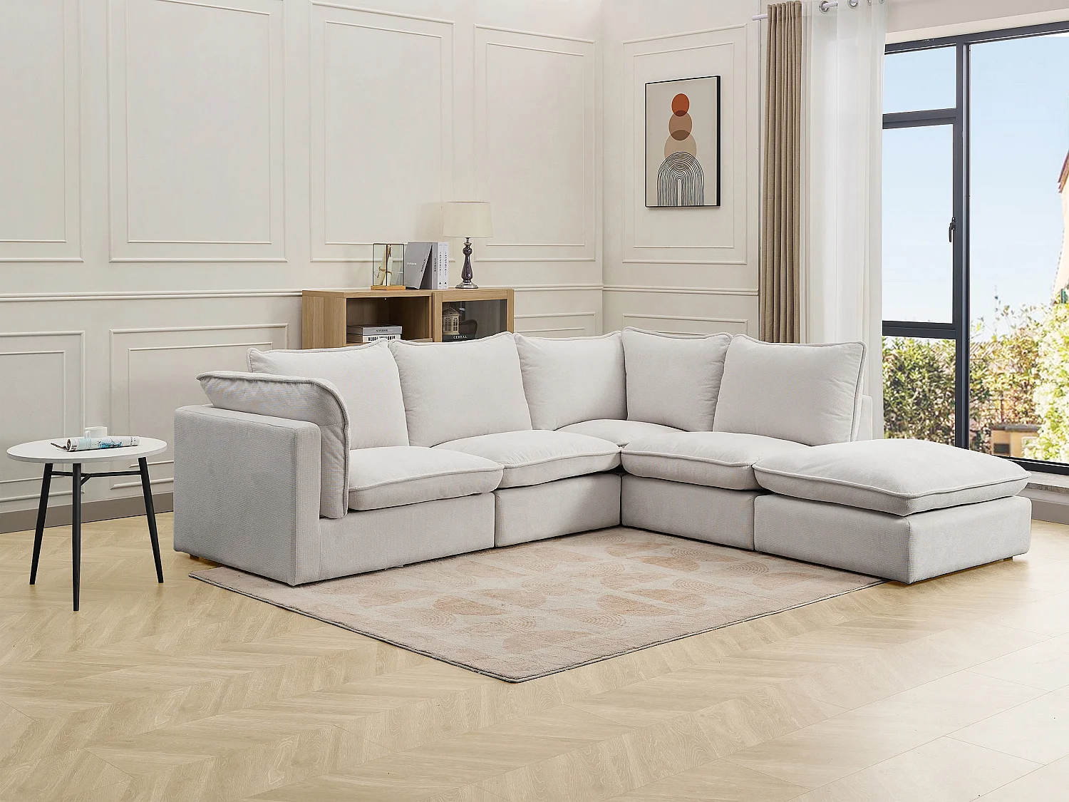 Ecksofa - Ecke rechts - Strukturstoff - Beige - BRUMADO