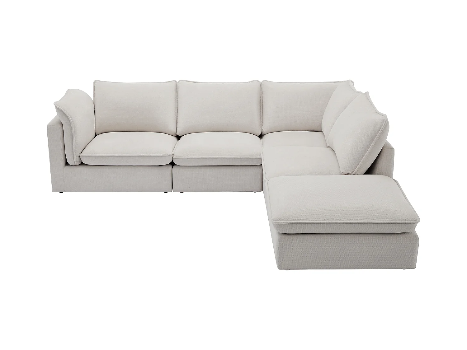 Kanapa narożna prawostronna tapicerowana teksturowana beżowa BRUMADO