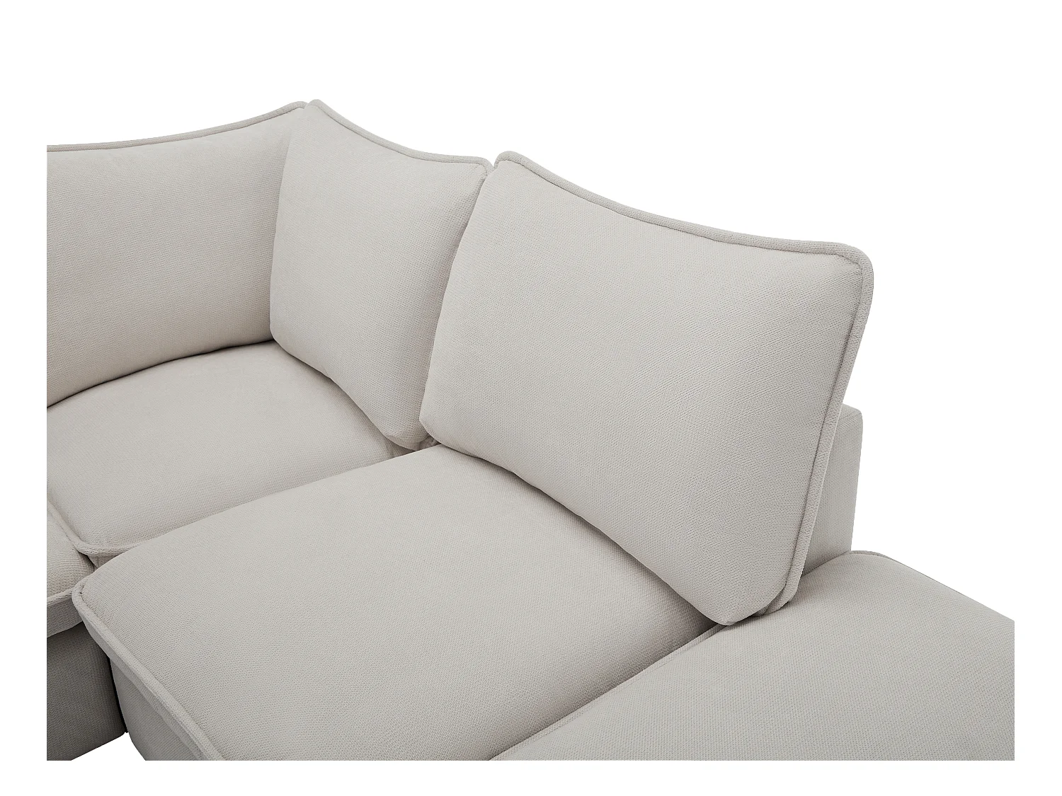 Kanapa narożna prawostronna tapicerowana teksturowana beżowa BRUMADO