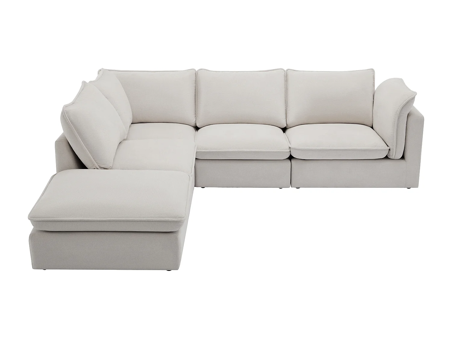 Canapé d'angle gauche en tissu texturé beige BRUMADO