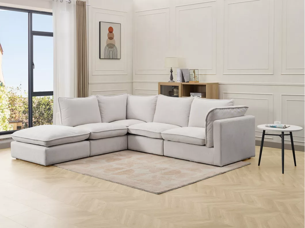 Kauf Unique Ecksofa - Ecke links - Strukturstoff - Beige - BRUMADO