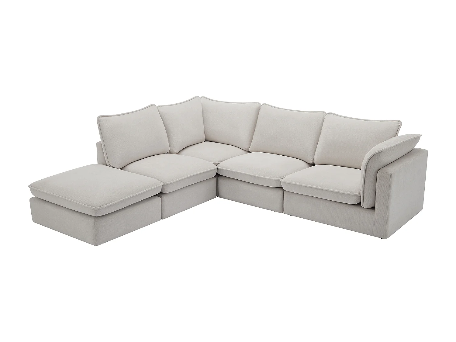 Ecksofa - Ecke links - Strukturstoff - Beige - BRUMADO