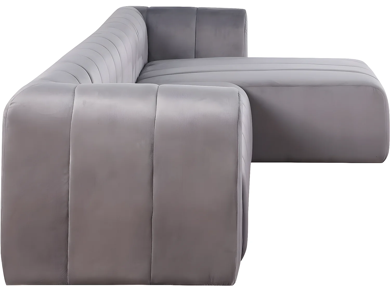 Canapé d'angle en velours "Victor Hugo" - 3 places - Gris