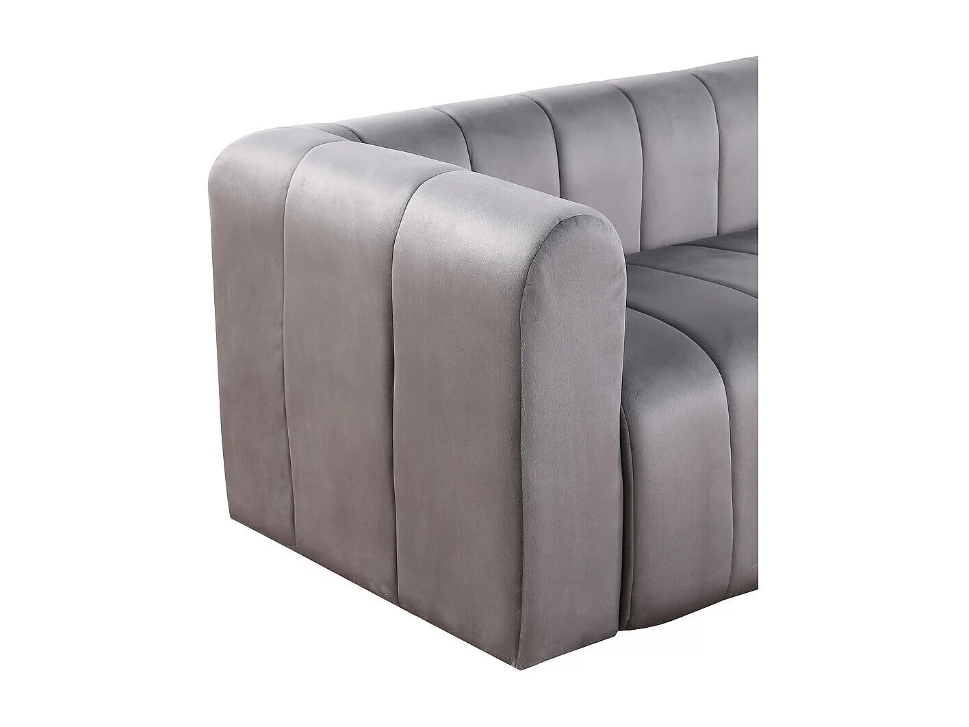 Sofá de canto de veludo "Victor Hugo" - 3 lugares - Cinza