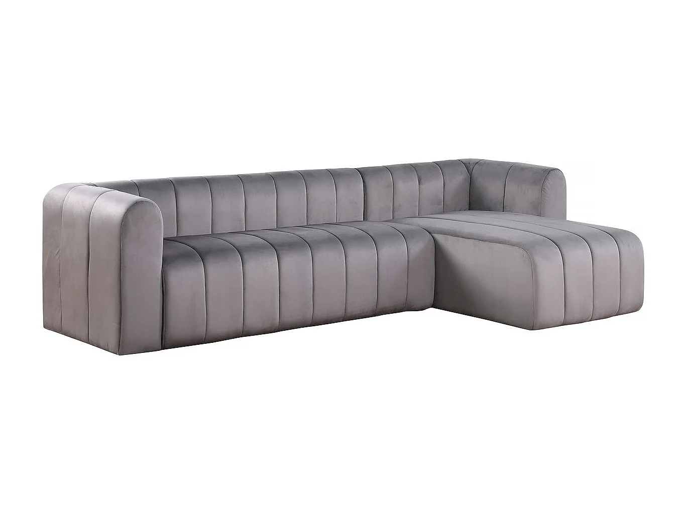 Canapé d'angle en velours "Victor Hugo" - 3 places - Gris