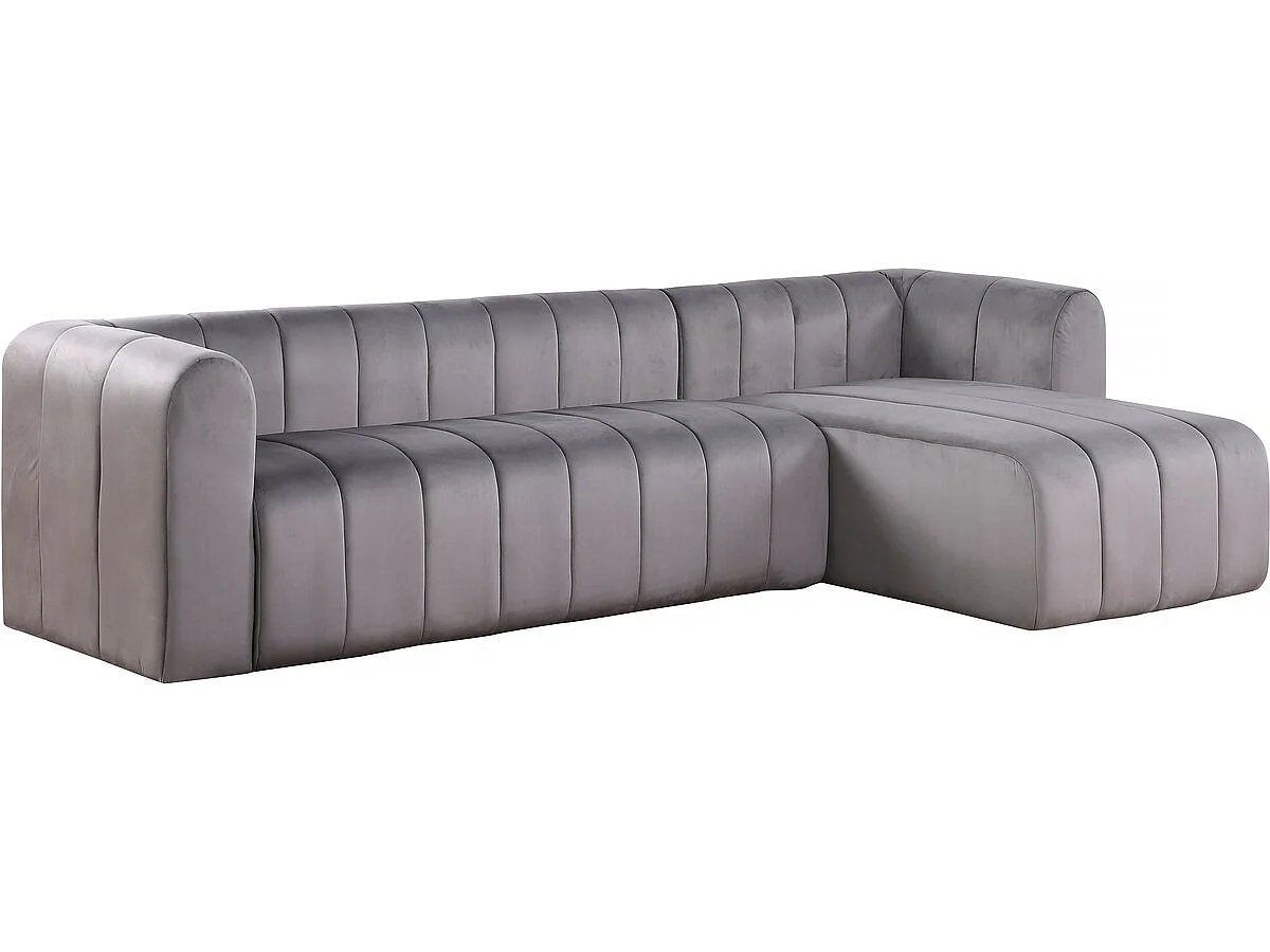 "Victor Hugo" Hörnsoffa i sammet - 3-sits - Grå modern design av hög kvalitet och komfort