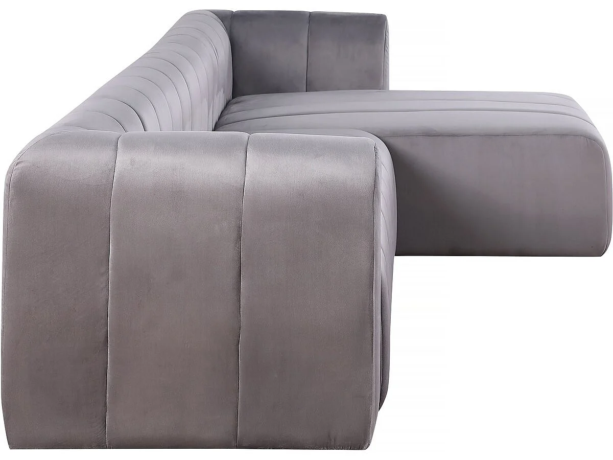 "Victor Hugo" Hörnsoffa i sammet - 3-sits - Grå modern design av hög kvalitet och komfort
