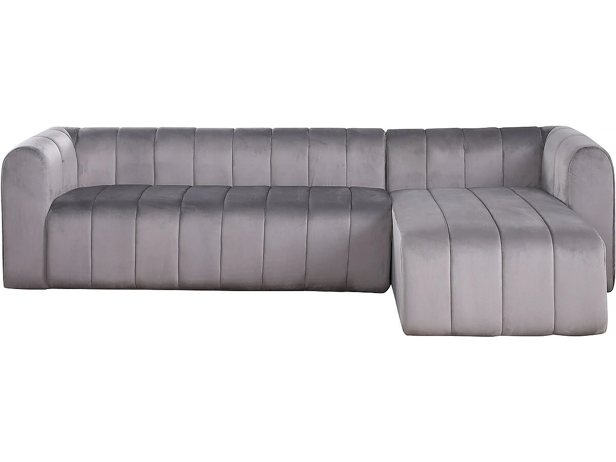 "Victor Hugo" Hörnsoffa i sammet - 3-sits - Grå modern design av hög kvalitet och komfort