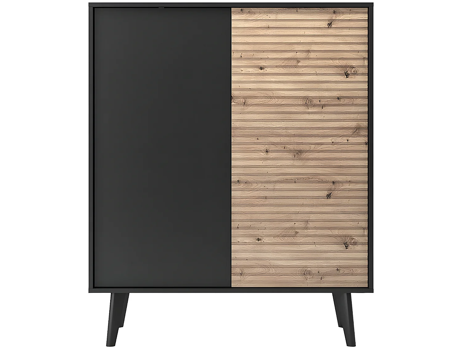 Commode en bois "Silas" Noir/Chêne artisanal - 2 portes